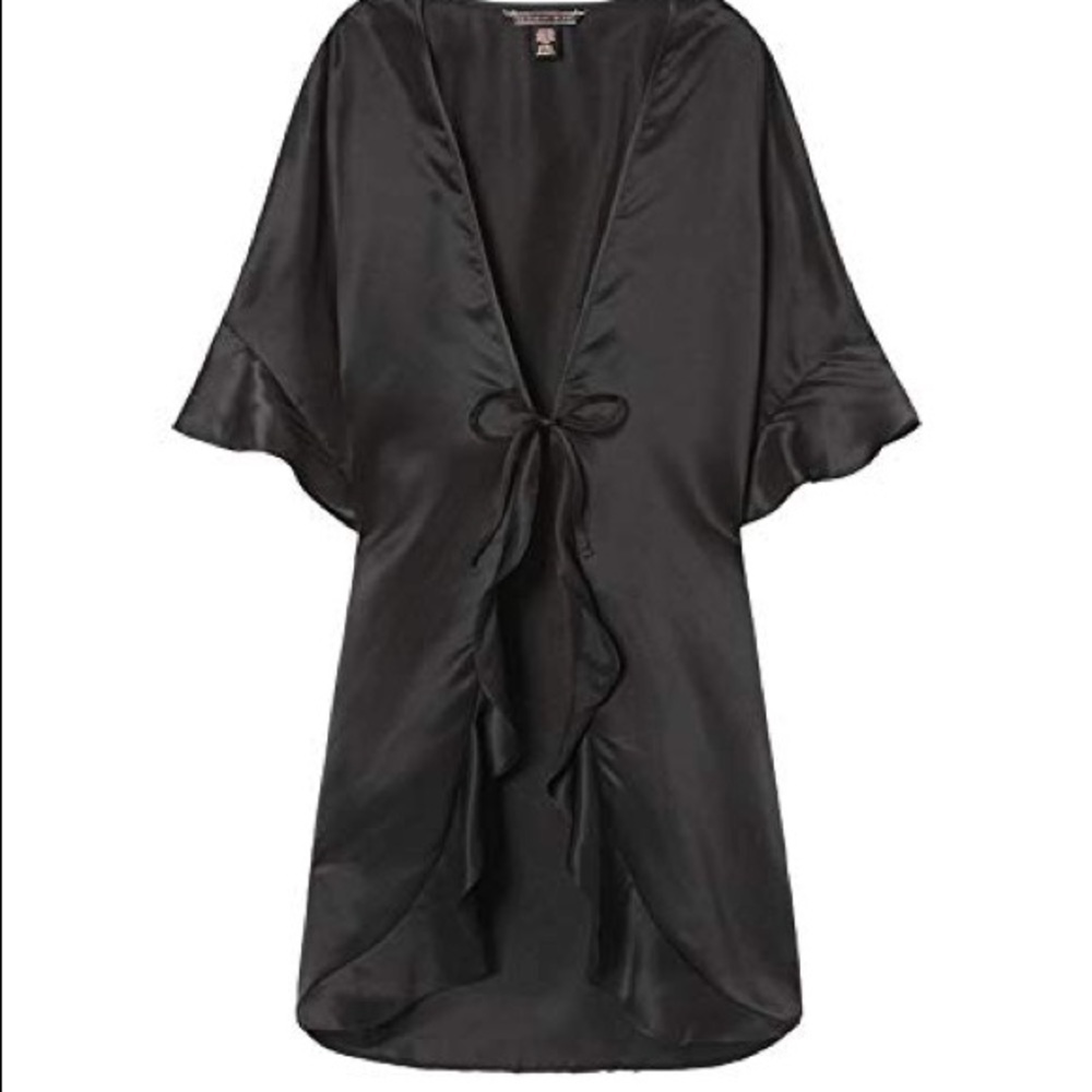 Victoria Secret Sexy Black Slip Satin Kimono Robe